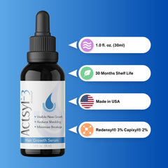 Actsyl-3 hair growth serum applied to scalp for quick absorption.