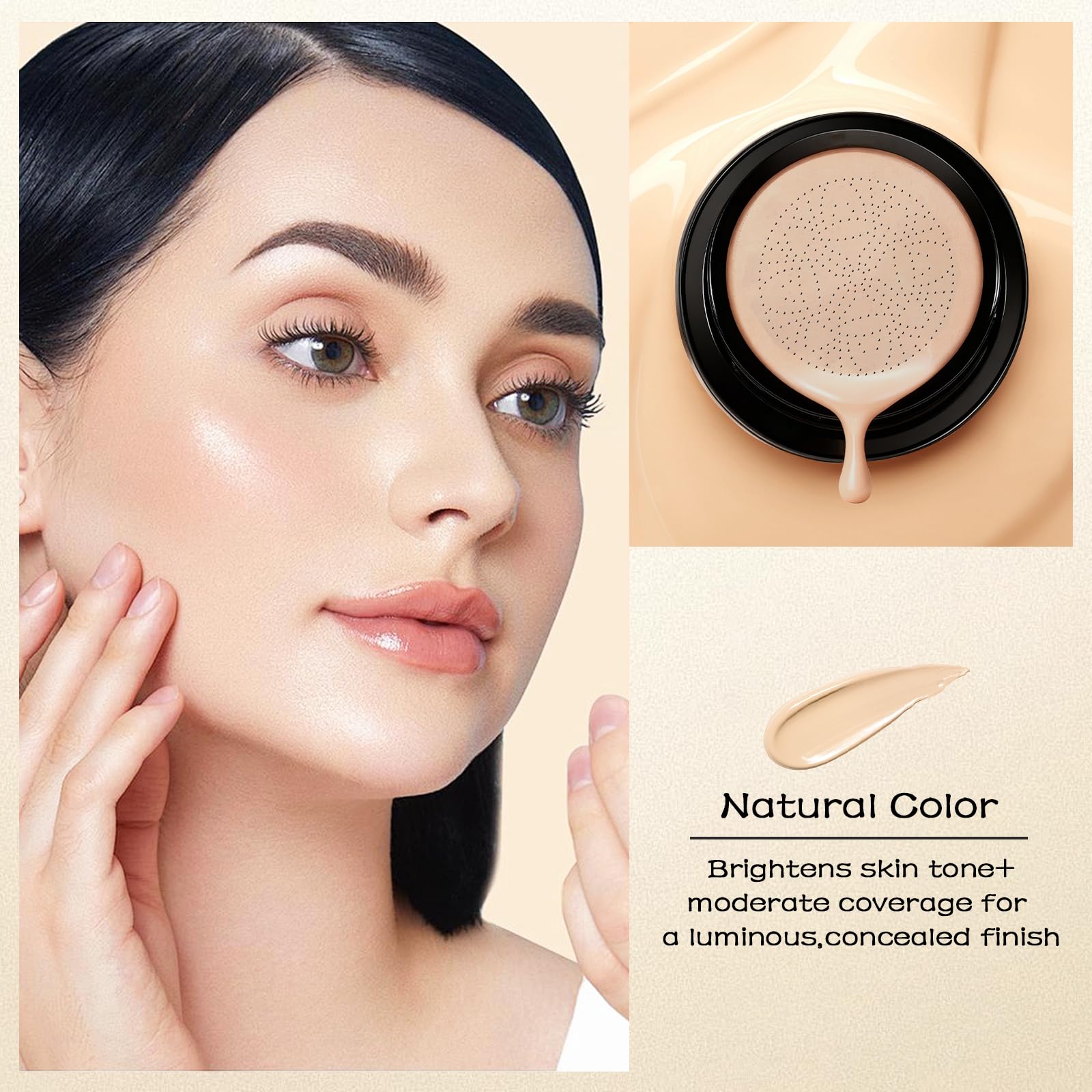 Acuever Luvie Glow Foundation Cushion demonstrates long-lasting radiance on skin.