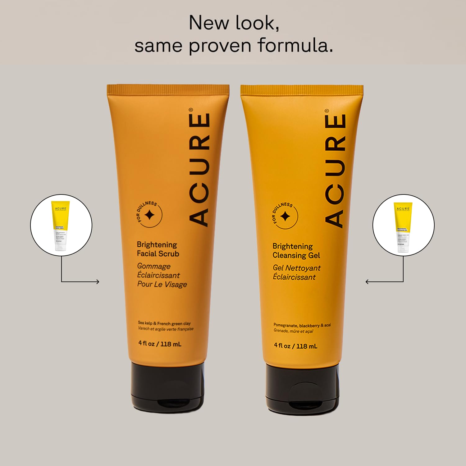 Acure Brightening Cleansing Gel bottle angled for refreshed complexion