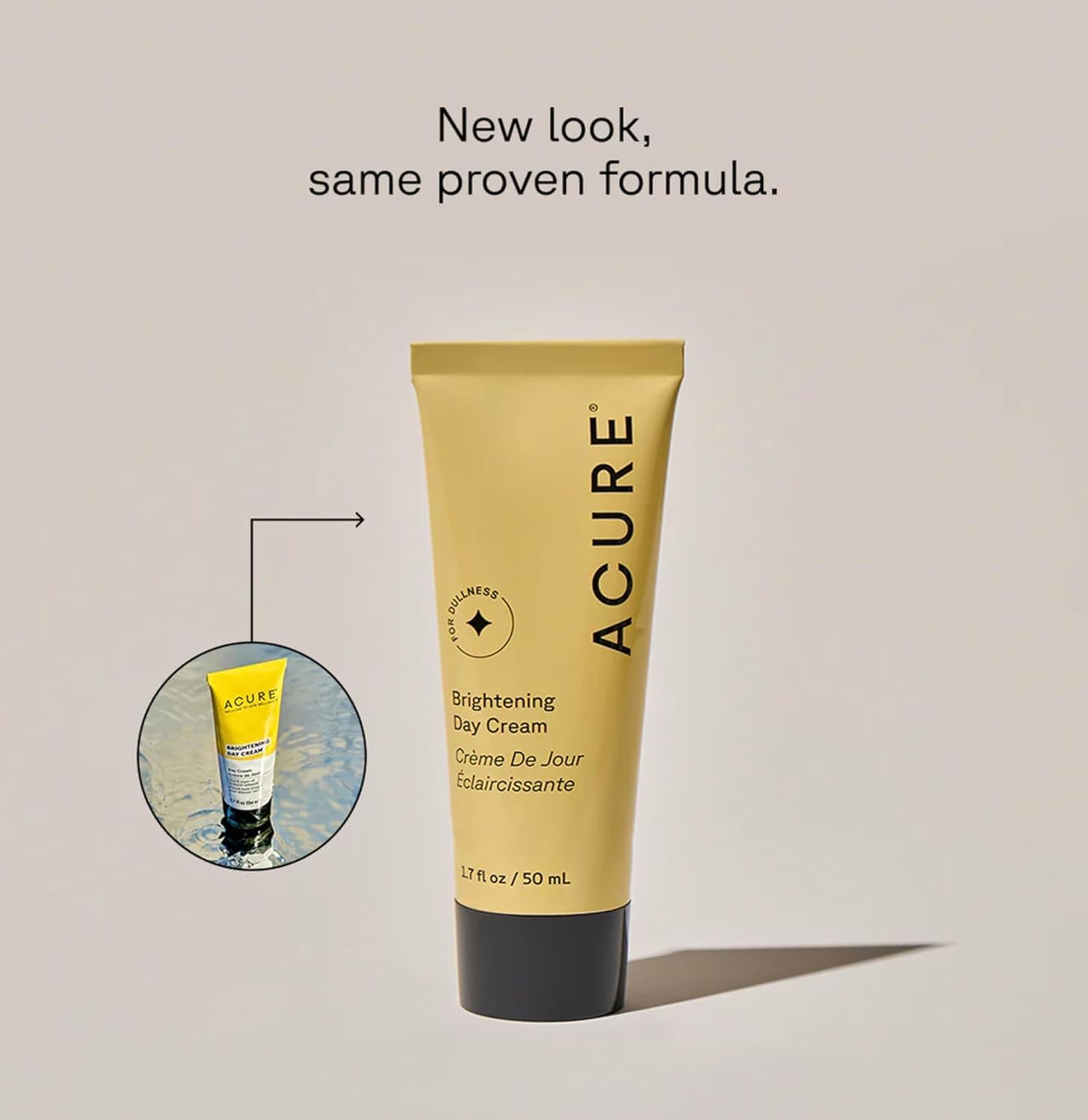 Acure Brightening Day Cream argan-oil-detail highlighting nourishing moisture for dry skin