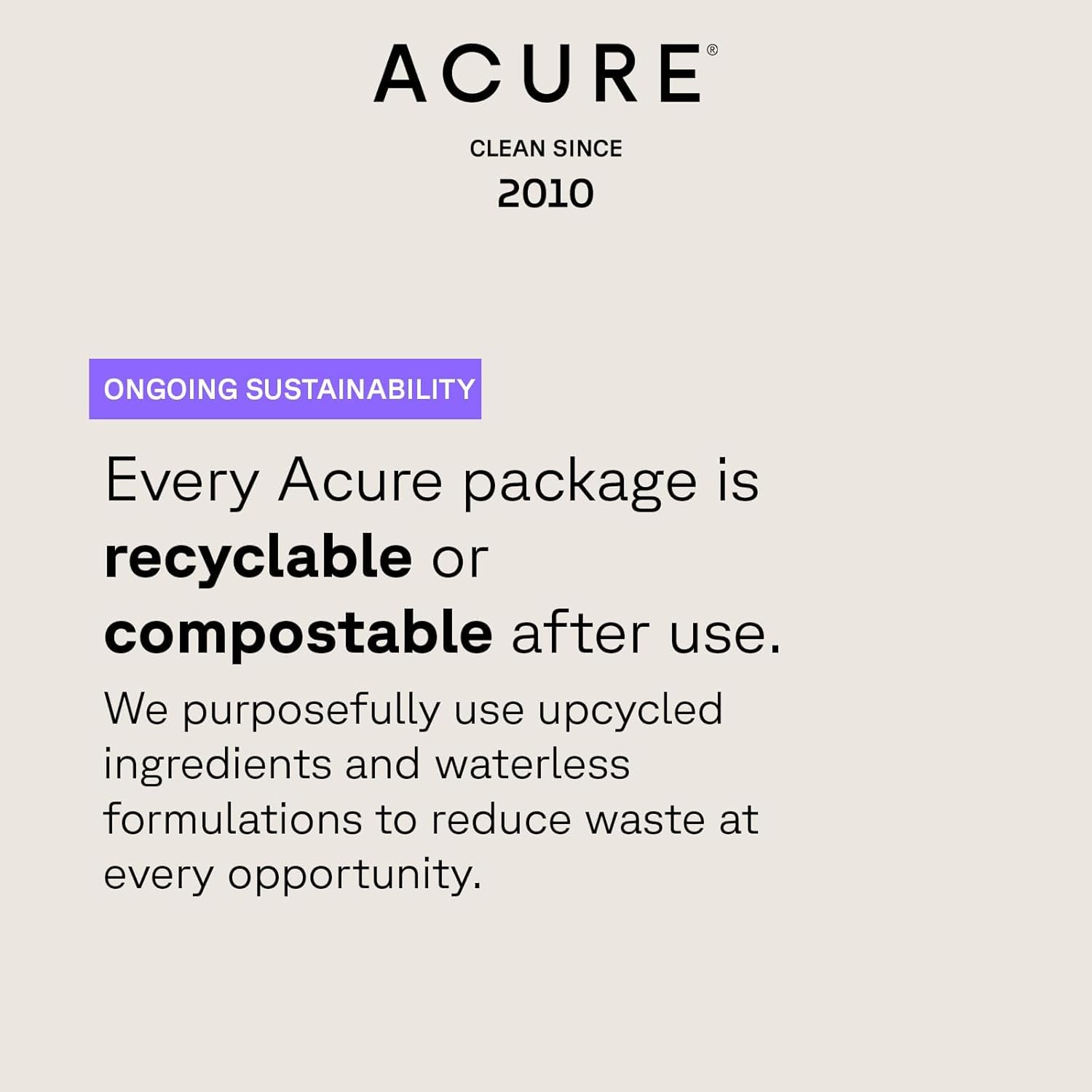 Applying Acure Brightening Facial Scrub on damp skin for gentle exfoliation.