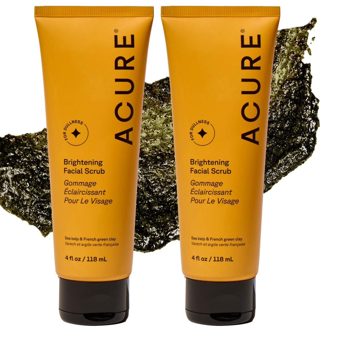 Acure Brightening Facial Scrub twin-pack box showing two bottles for daily use