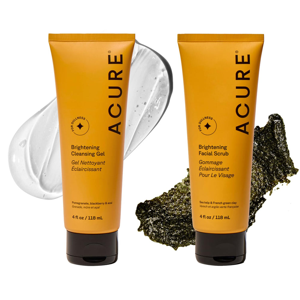 Acure Brightening Scrub bottle front view for radiant skin