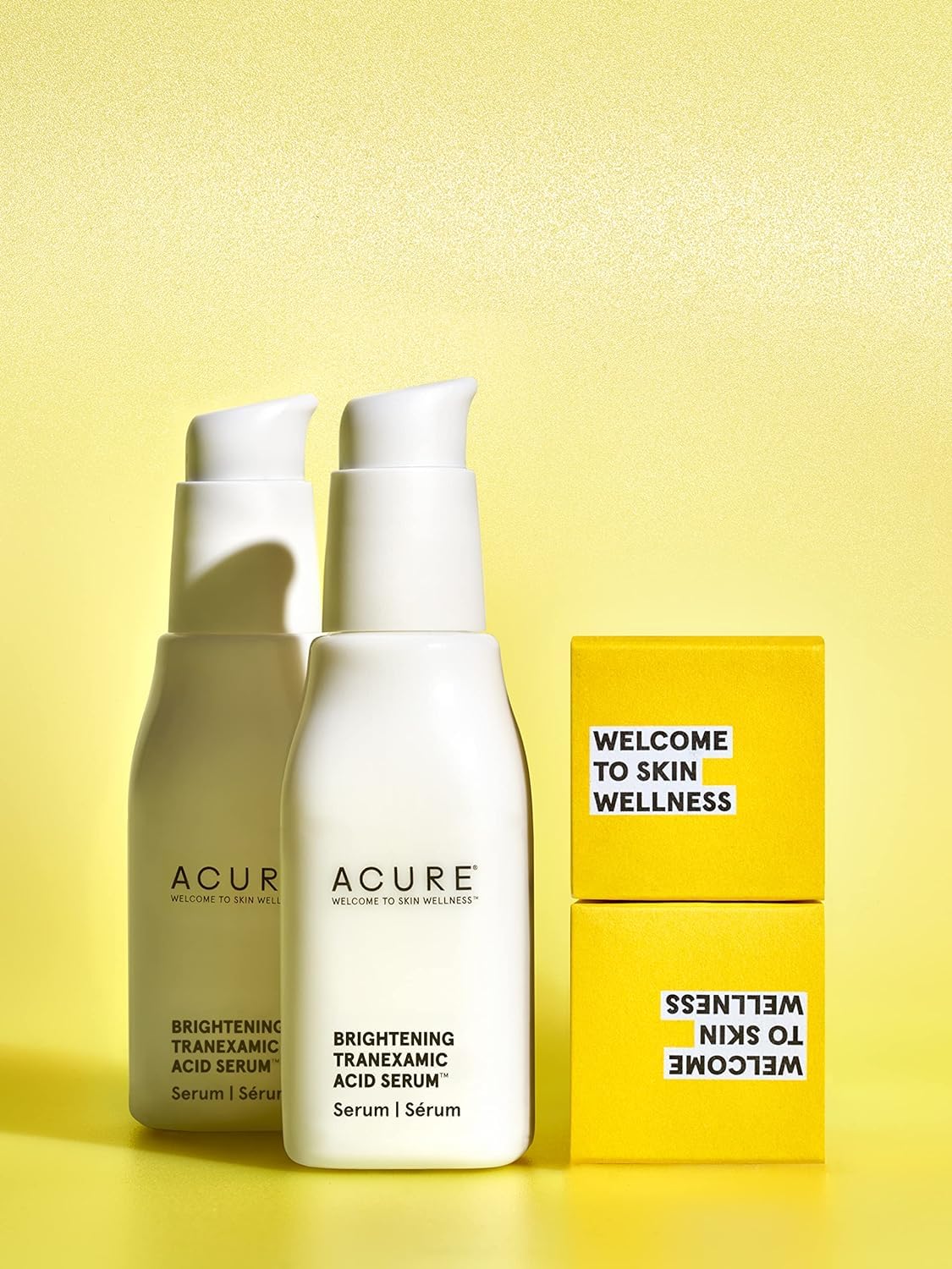 Acure Brightening Serum dropper enables nightly hydration and glow.