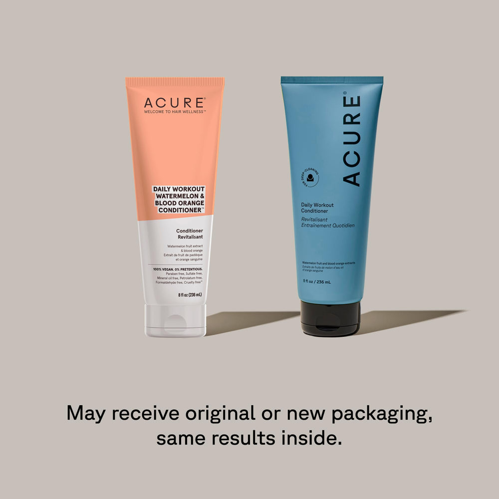 Acure Daily Workout Watermelon Conditioner application shows easy post-shower nourishment.