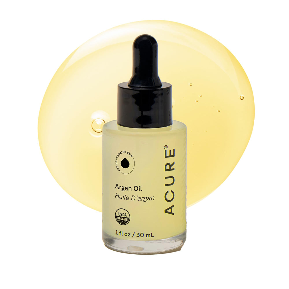Acure The Essentials Argan Oil bottle displayed for versatile skin and hair care.