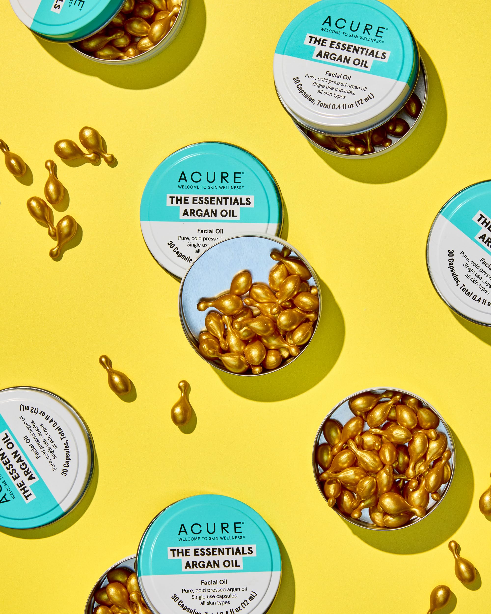 Travel-ready Acure Argan Oil Capsules for on-the-go skincare.