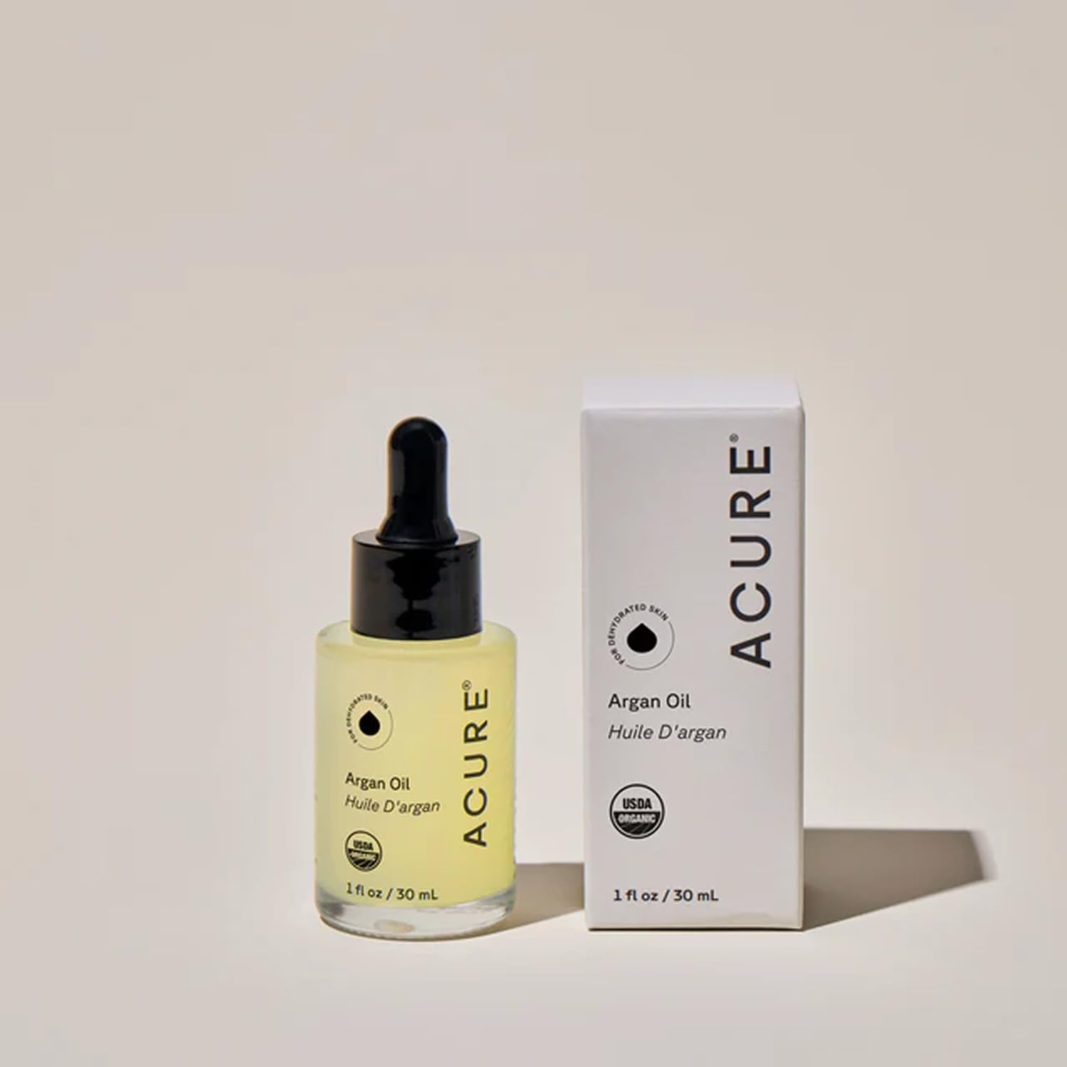 Acure Argan Oil bottle highlights hair shine and smooth ends.