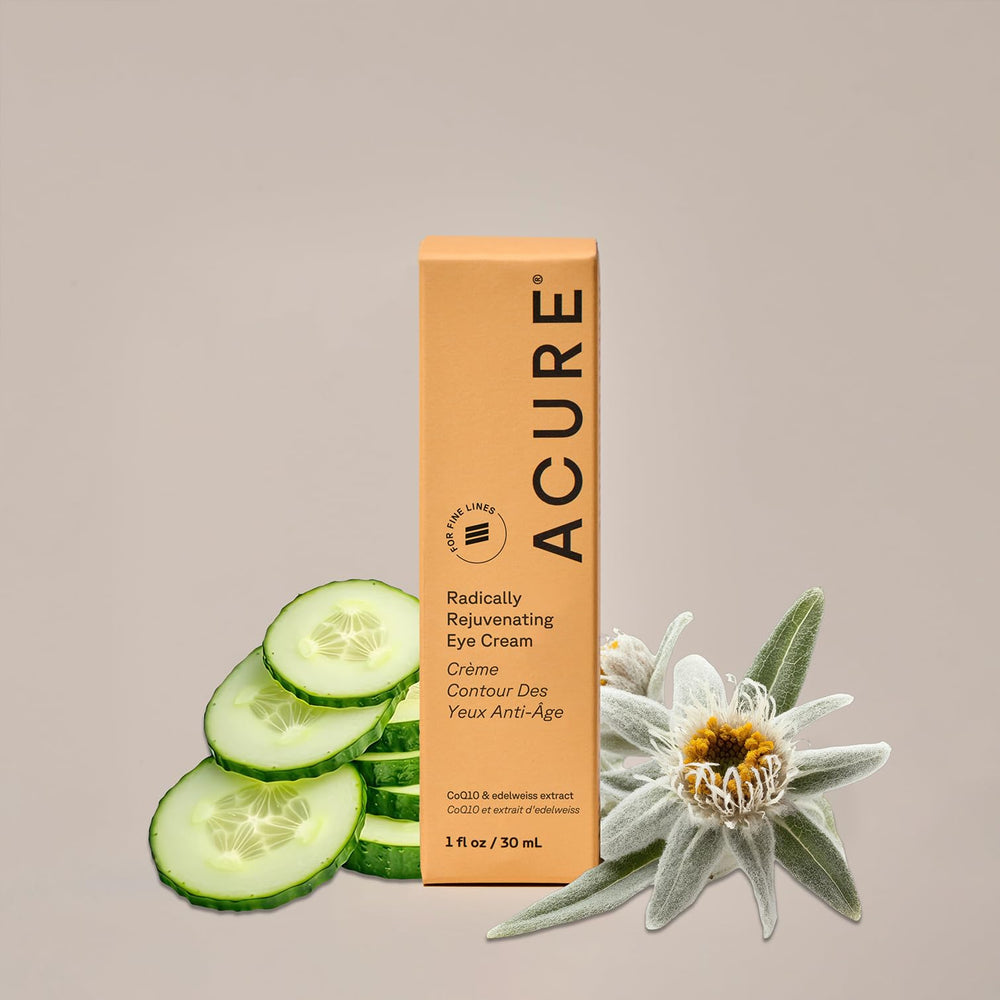 Under-eye area being hydrated with Acure eye cream during routine