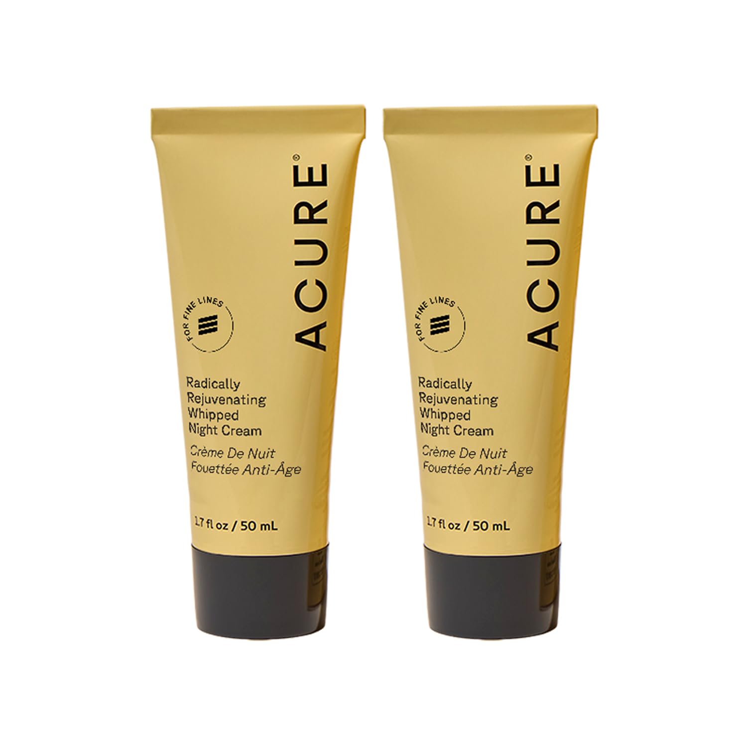 Acure Radically Rejuvenating Whipped Night Cream jar closeup for overnight hydration.