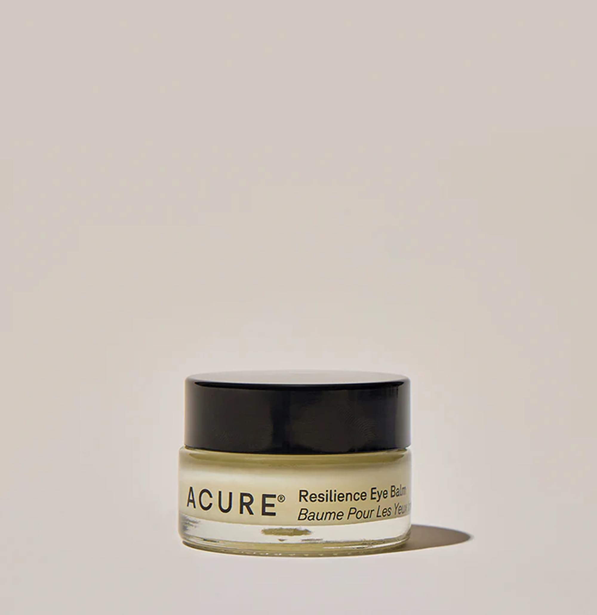Acure Resilience Eye Balm avocado oil close-up showcases rich hydration for delicate skin.