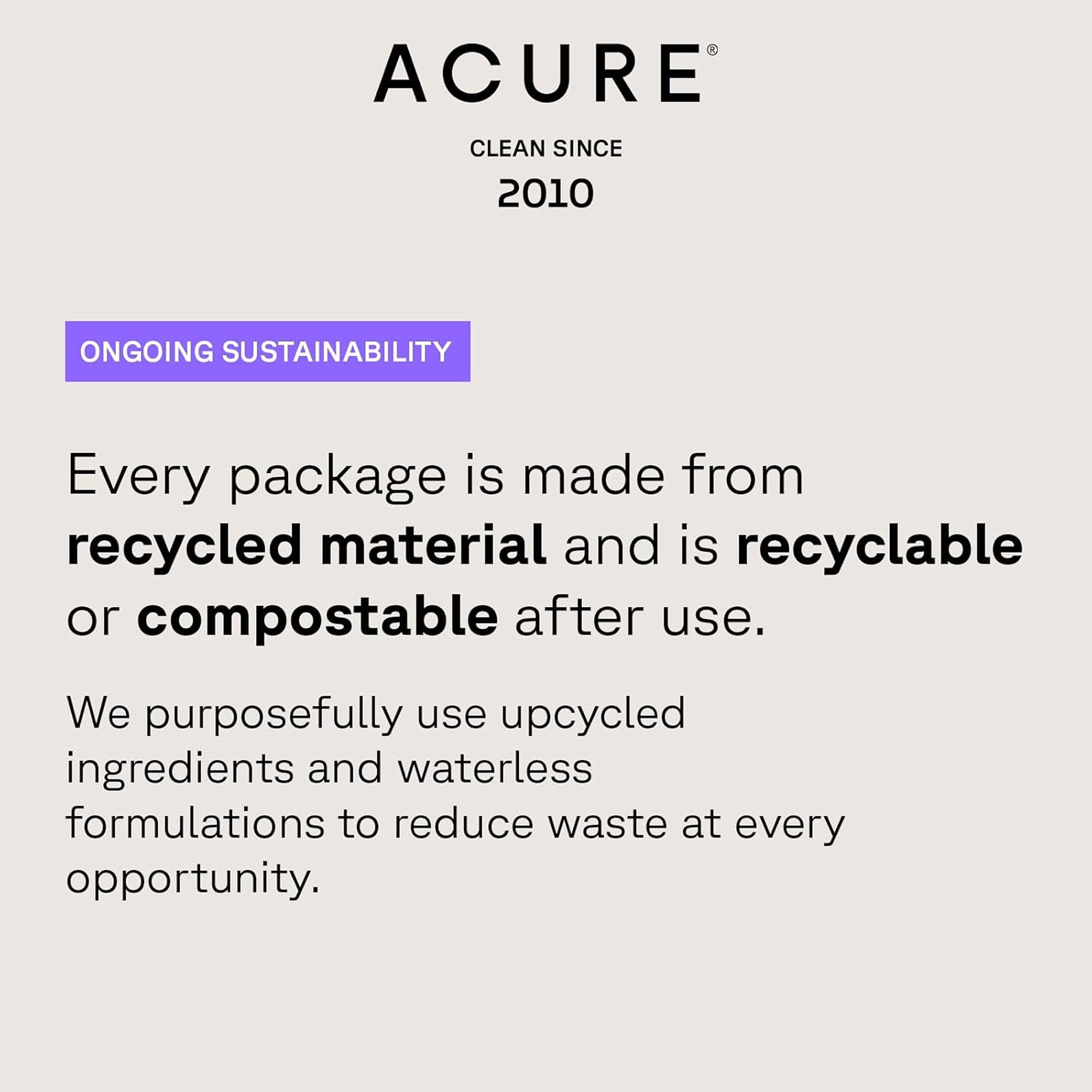 Acure Resilience Eye Balm vegan cruelty-free packaging emphasizes clean skincare values.