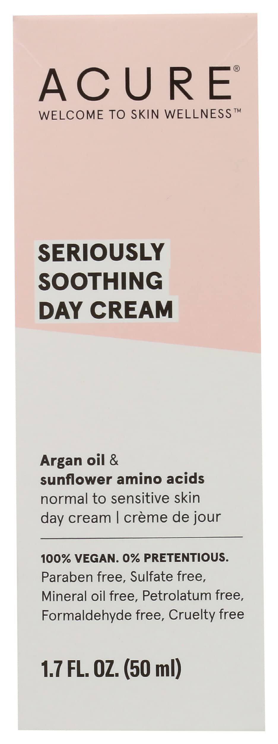 Acure Seriously Soothing Day Cream bottle, vegan and paraben-free, ideal for dry to sensitive skin