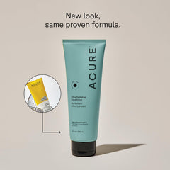 Acure Ultra Hydrating Conditioner bottle pour aids detangling and shine.