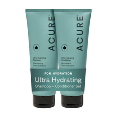 Acure Ultra Hydrating Shampoo bottle pour promotes smooth, moisturized hair.