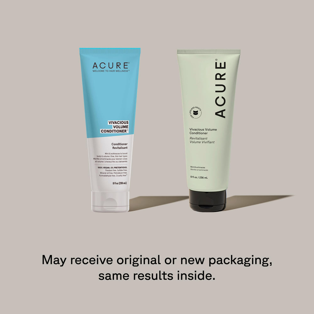Acure Vivacious Volume Conditioner dispenser and bottle for easy application