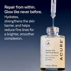 Acure Zombie Cell Clarifying Serum texture close-up shows silky absorption