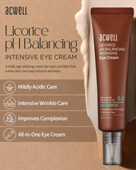 ACWELL Licorice eye cream is applied under the eye to illustrate smooth absorption.