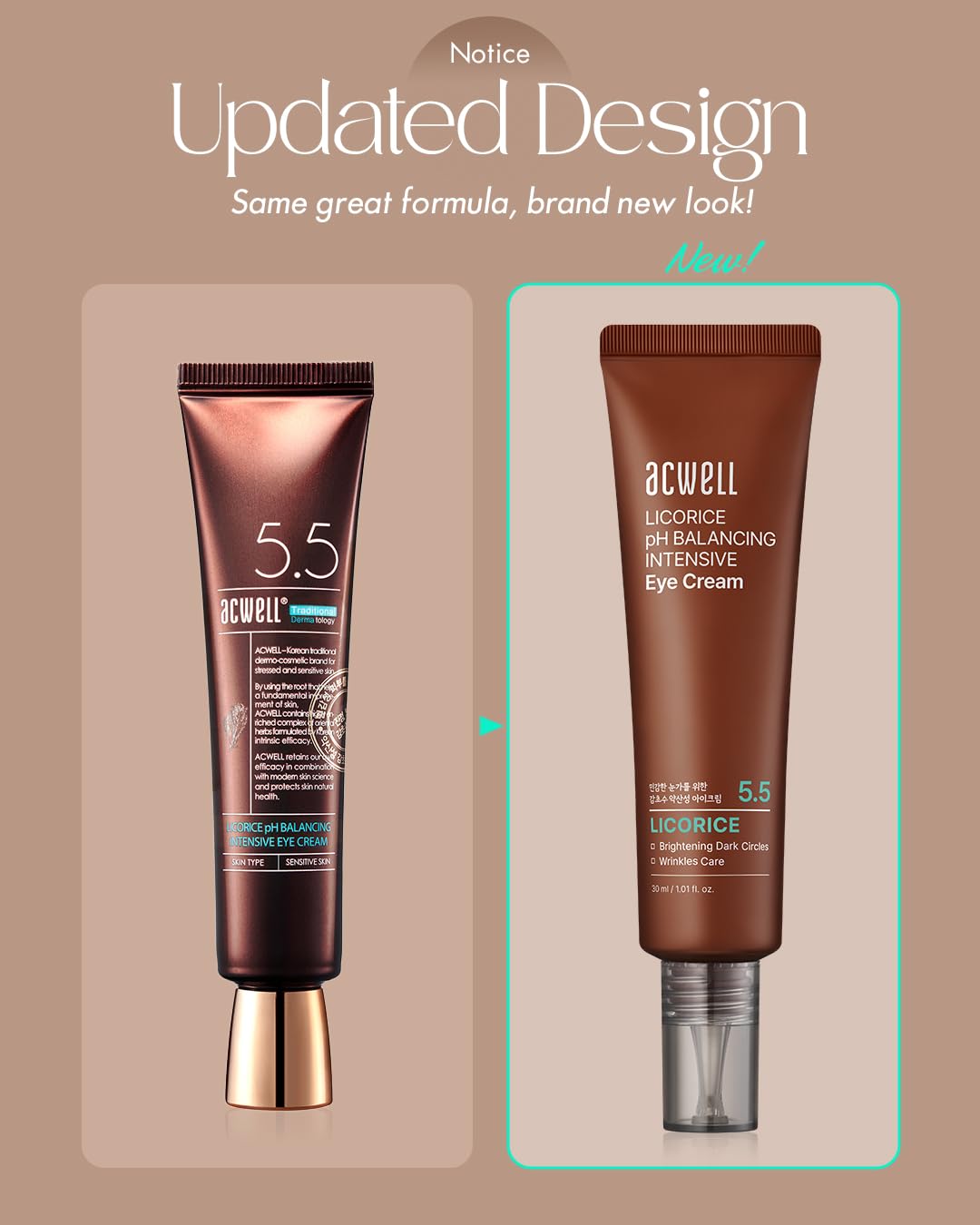 ACWELL Licorice eye cream jar close-up shows silky texture for easy blending.