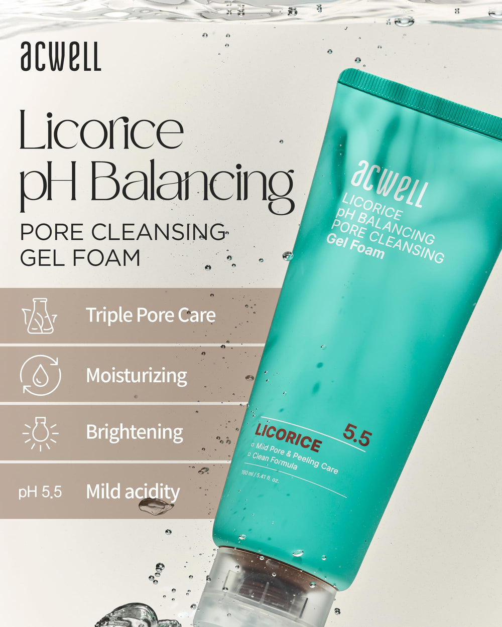 ACWELL Licorice foam lather forming close-up for pore care.
