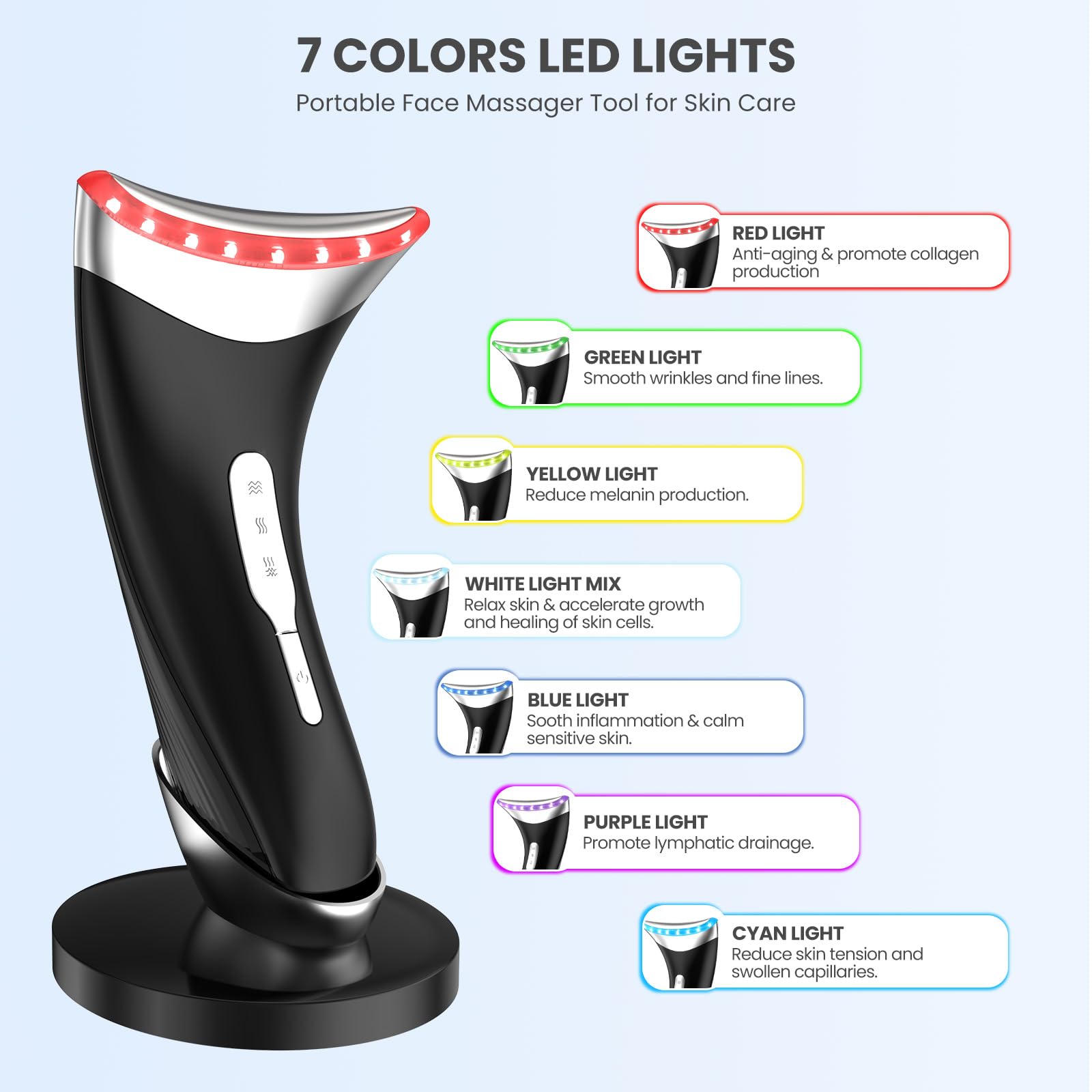 AdamPark 7-in-1 LED neck device heat mode indicator in action