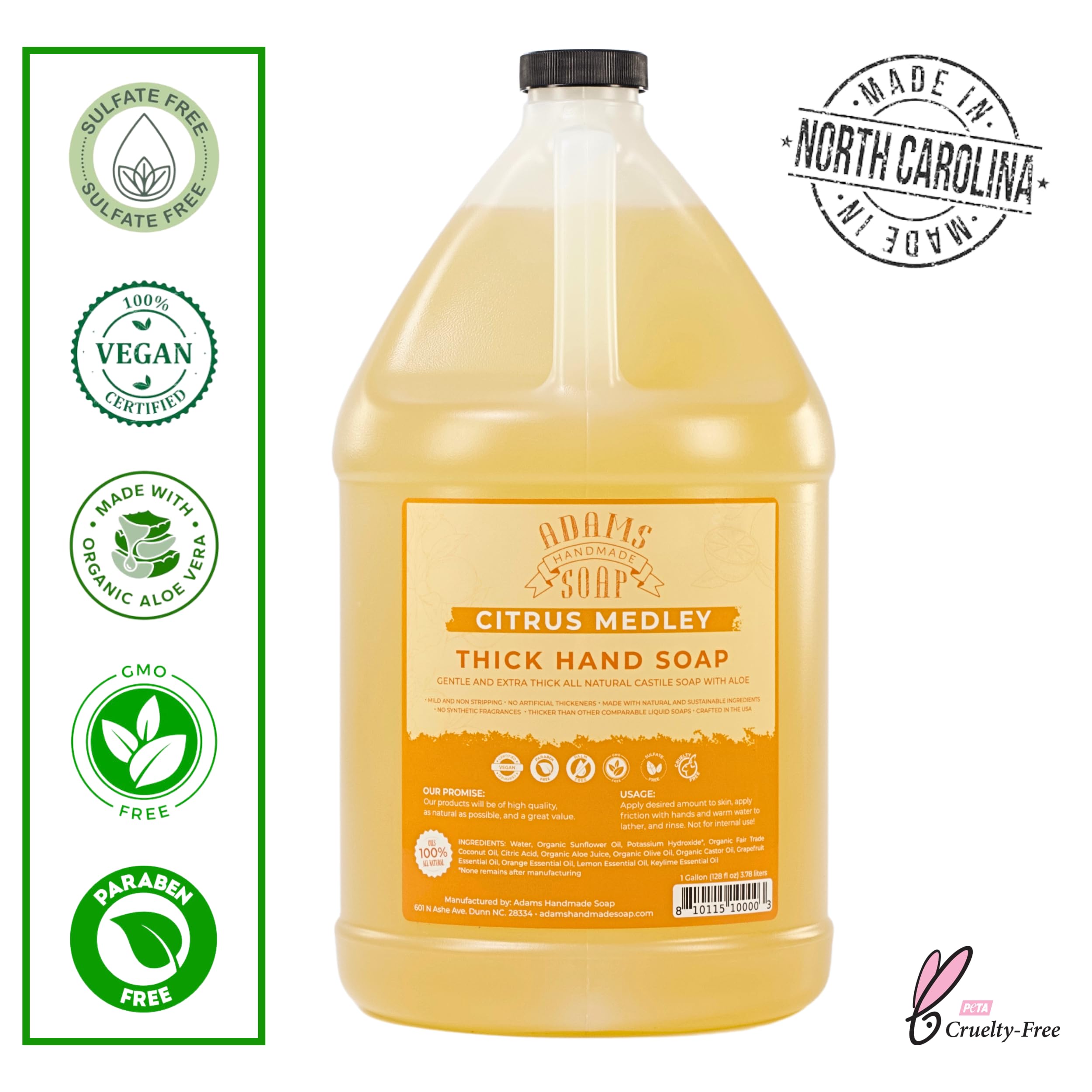 Adams Citrus Medley label highlighting natural ingredients and eco-friendly refill.