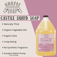 Adams Lavender Castile soap close-up showing plant-based ingredients.