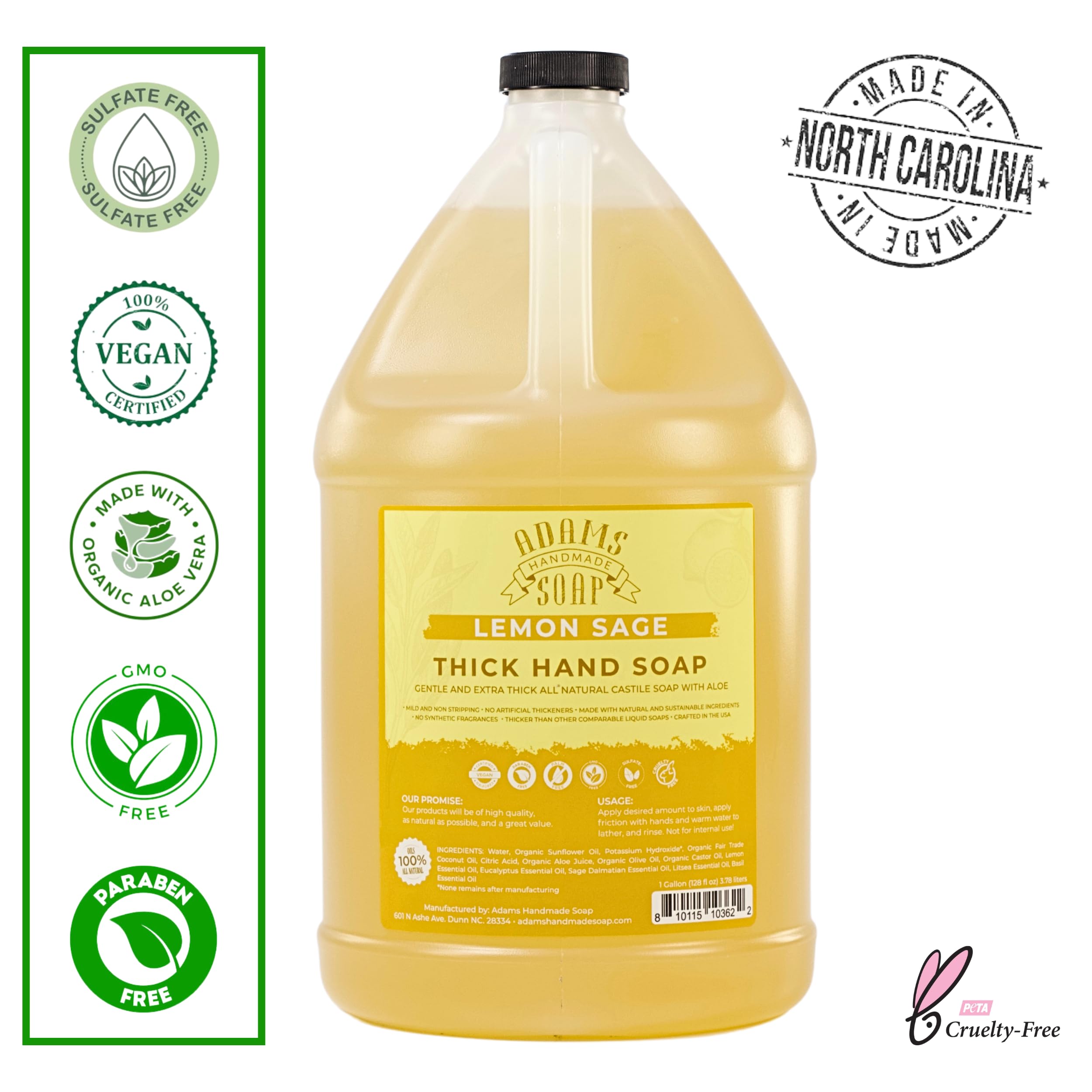 Adams Handmade Soap Lemon Sage pour shows easy refill and versatility.