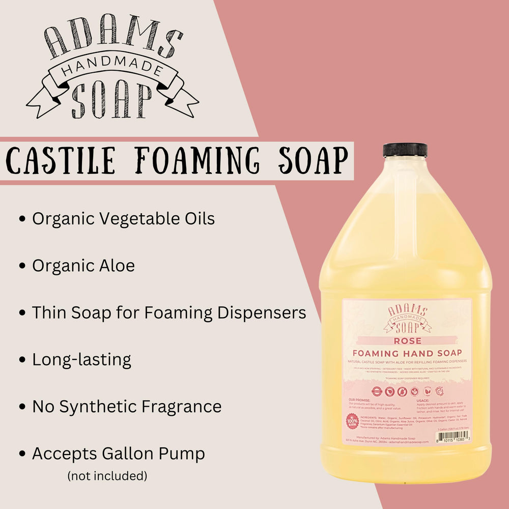 Adams Handmade Soap Rose eco-friendly formula label highlights vegan ingredients