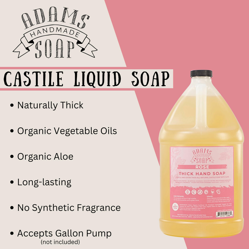 Adams Handmade Soap rose label communicates vegan cruelty-free formulation and sustainable ingredients