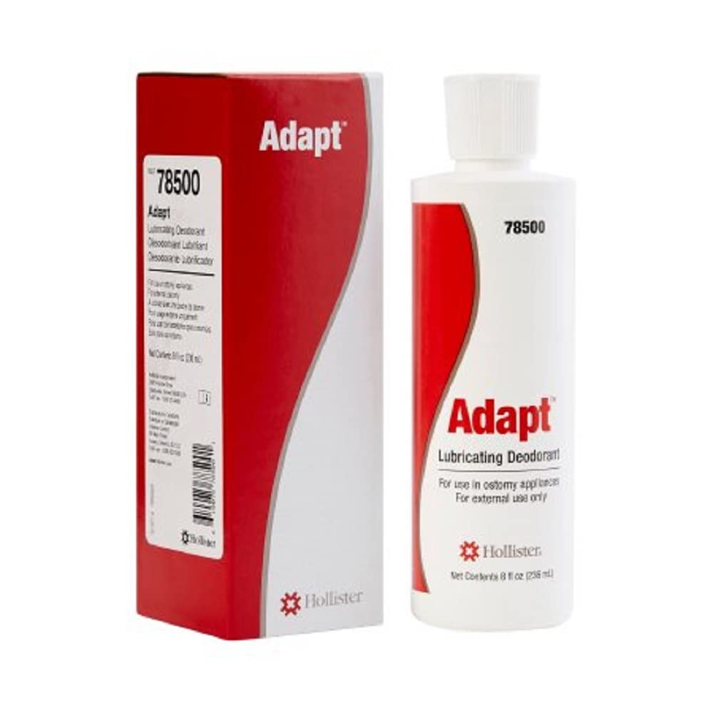 Adapt Lubricating Deodorant 8oz bottle for ostomy pouches eases emptying and neutralizes odor.