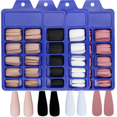 AddFavor 400pc long press on nails matte coffin kit close-up for quick at-home manicure.