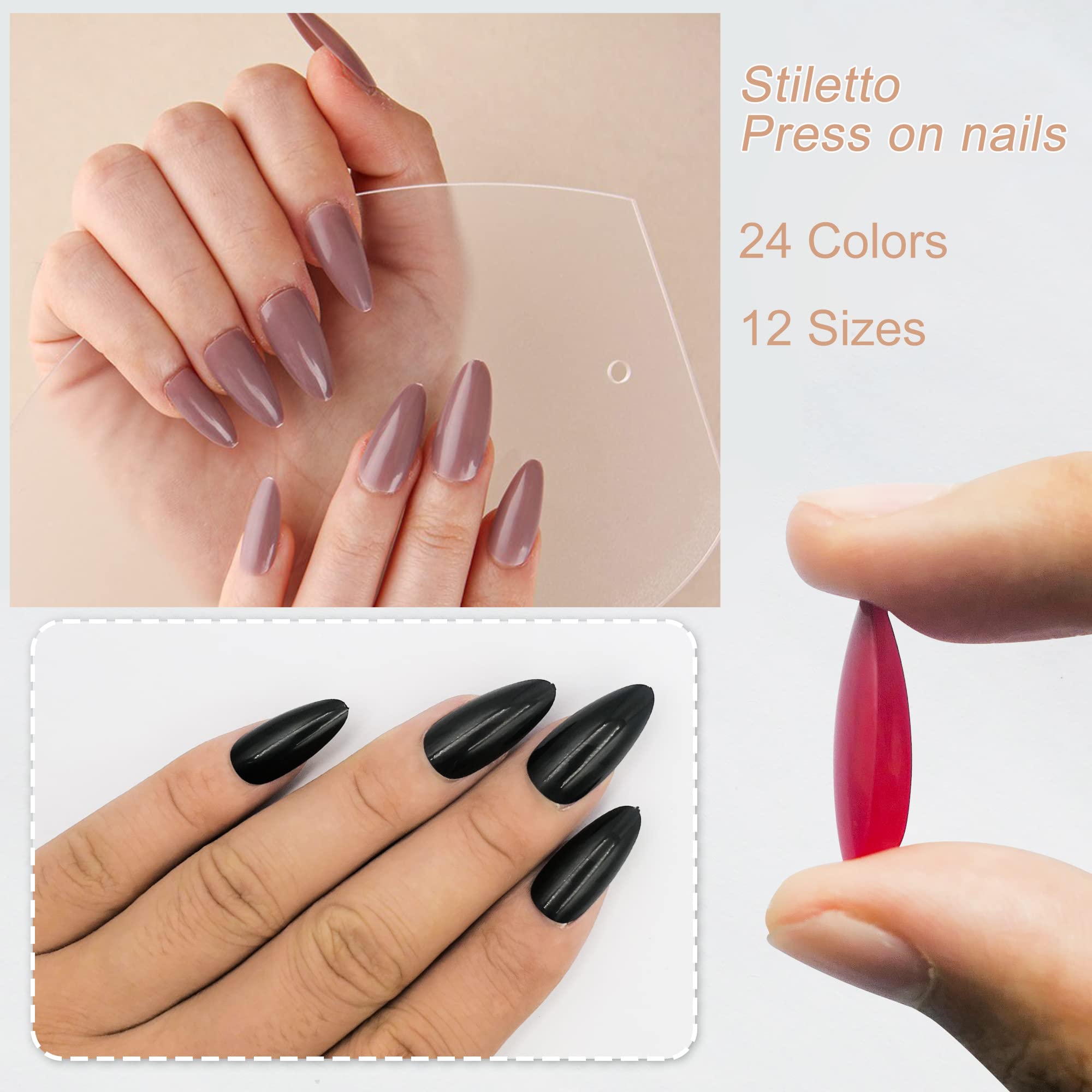 AddFavor 24 glossy almond nail colors matching any look.