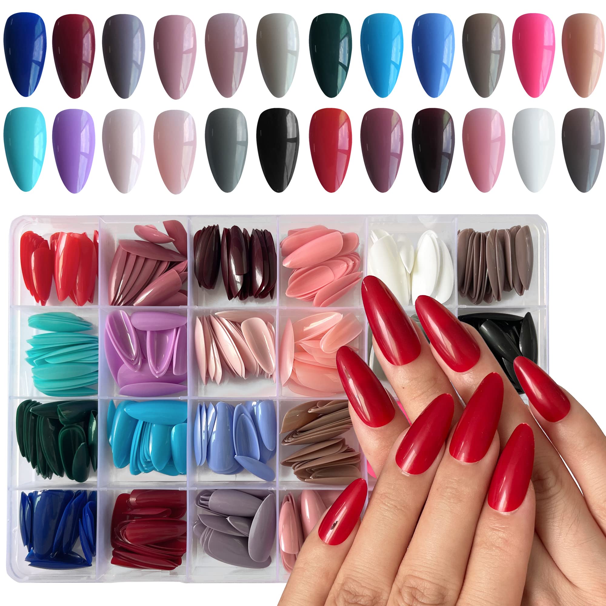 AddFavor almond press on nails 576pc kit for easy at-home manicure.