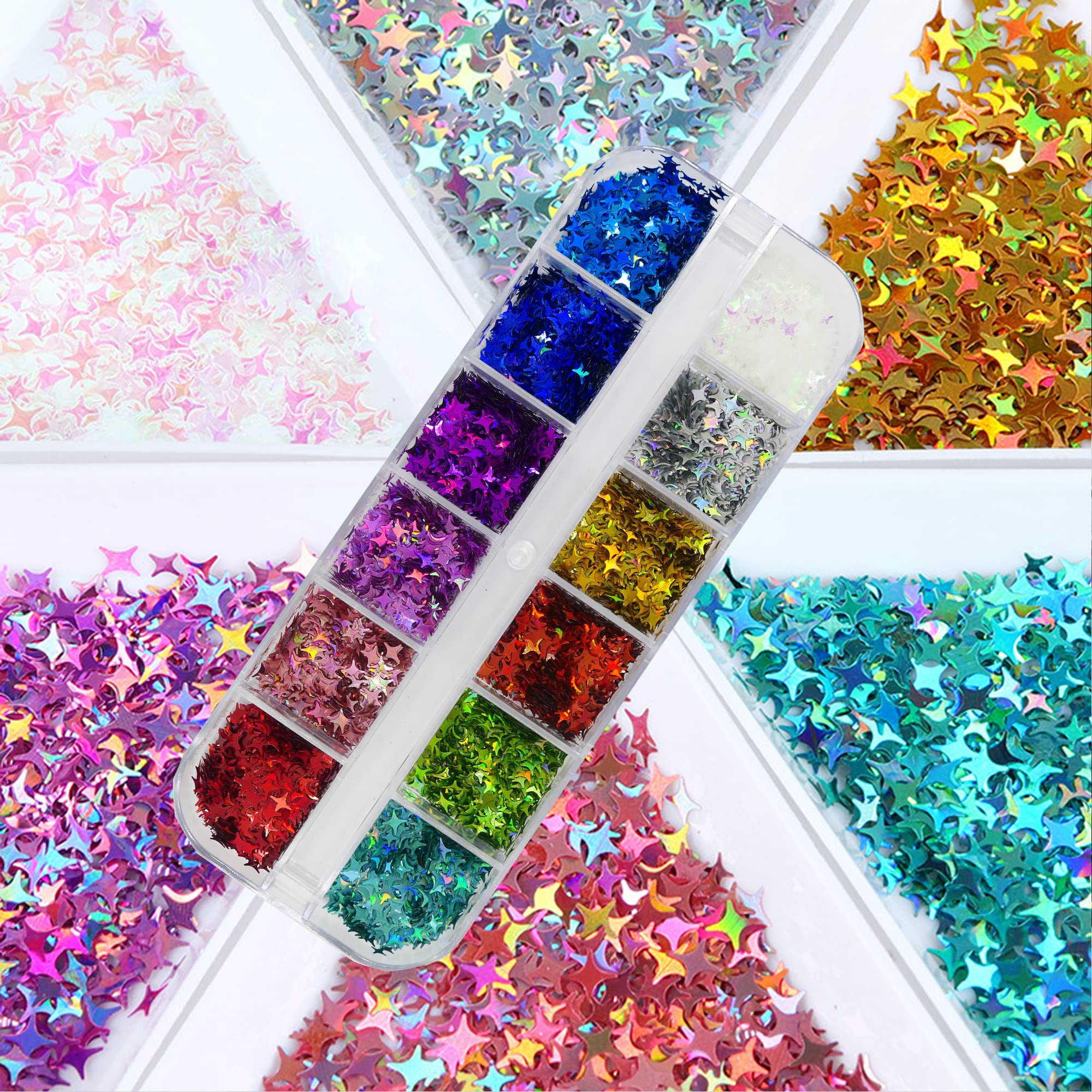 AddFavor iridescent chunky glitter flakes for bold nail art.