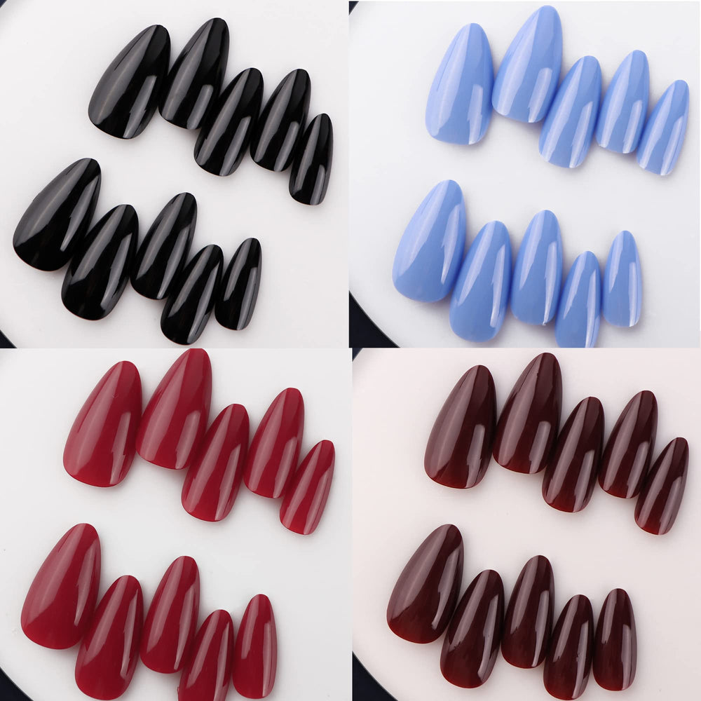 Medium-length almond nails offer natural coverage for daily wear.
