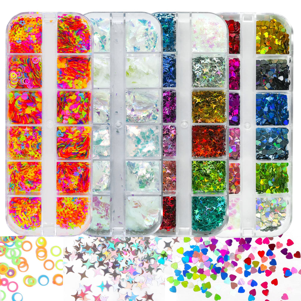 AddFavor 4-box nail glitter kit for versatile nail art at home.