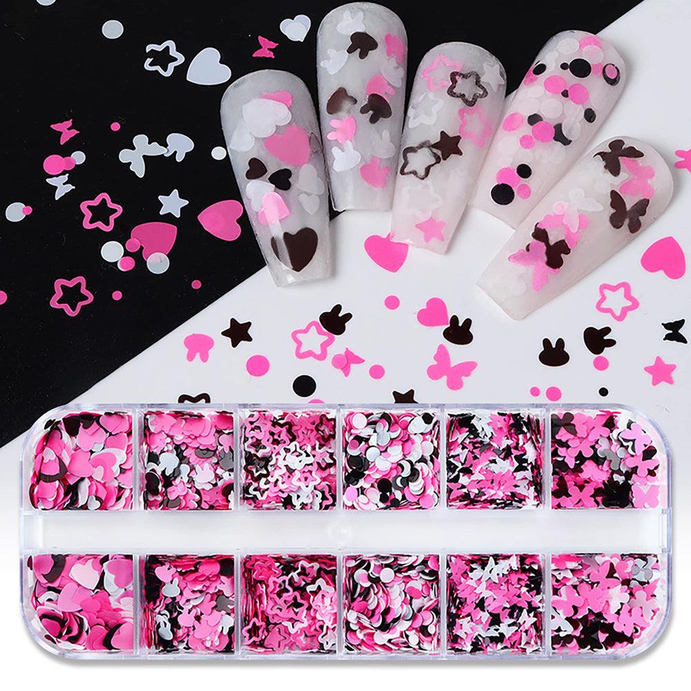 AddFavor heart glitter creates cute Valentine nail accents.