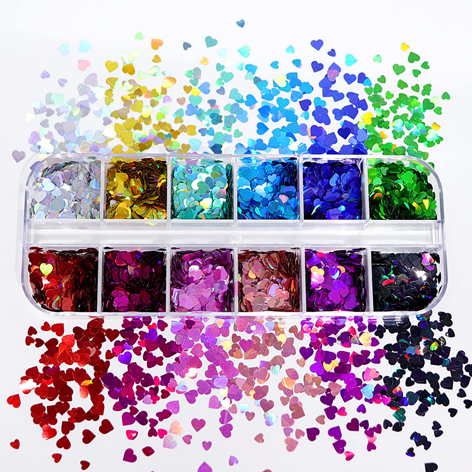 AddFavor holographic heart provides light-shifting shine for glam nails.