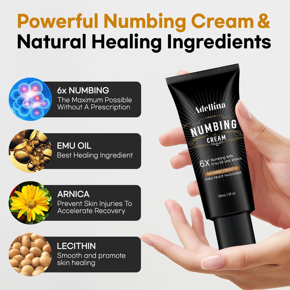 Adellina Numbing Cream with Arnica supports skin conditioning during use.
