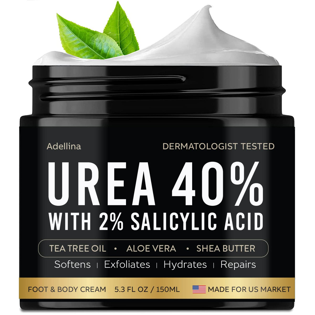 Adellina Urea Cream 40% bottle on a clean surface for foot care.