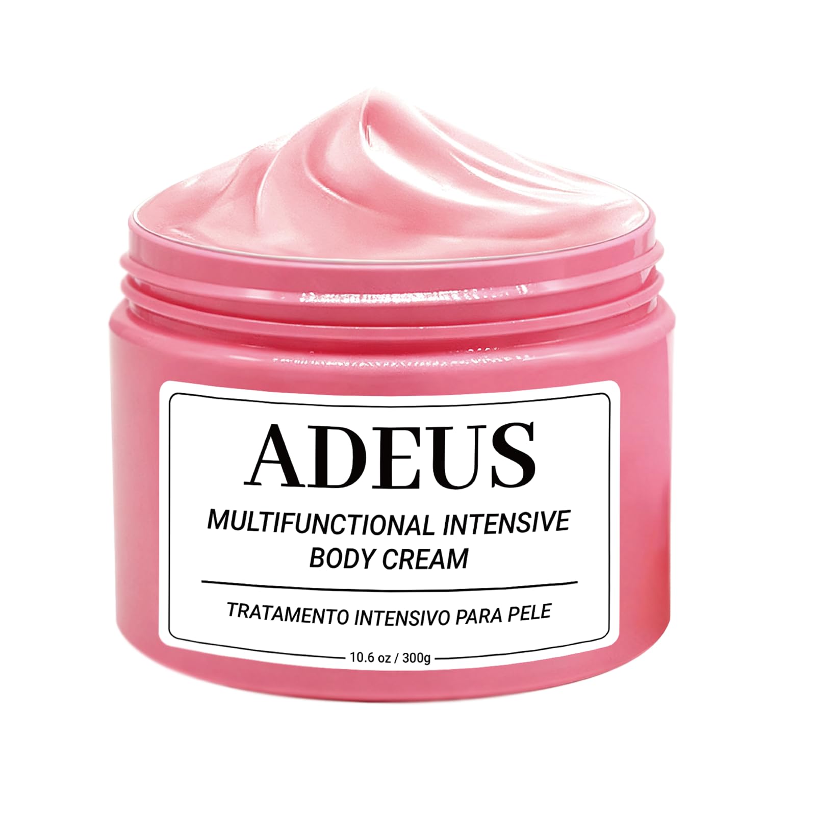 ADEUS Pink Brazilian Cream bottle close-up for deep hydration and firming.