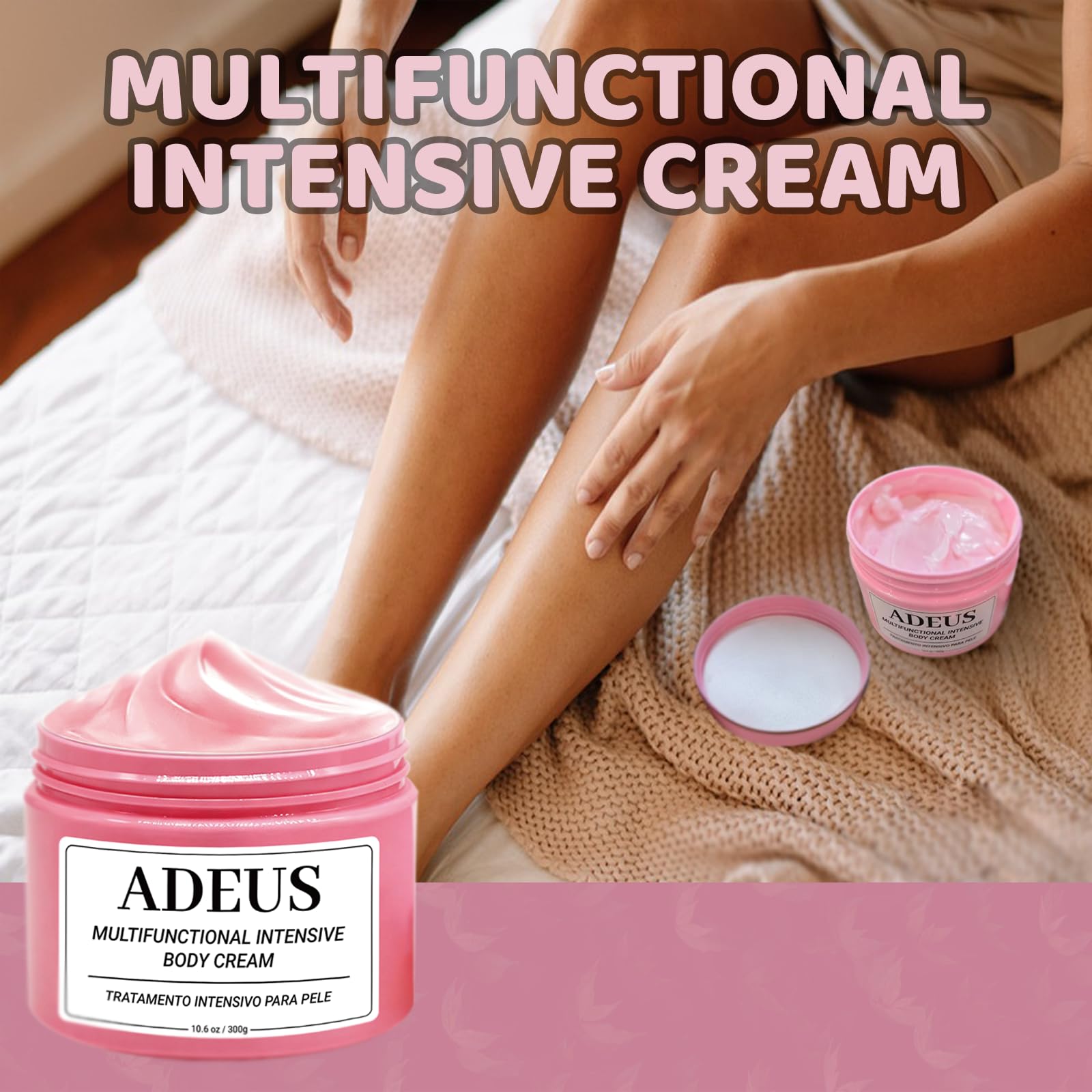 ADEUS Pink Brazilian Cream packaging reveals large capacity for ongoing use.