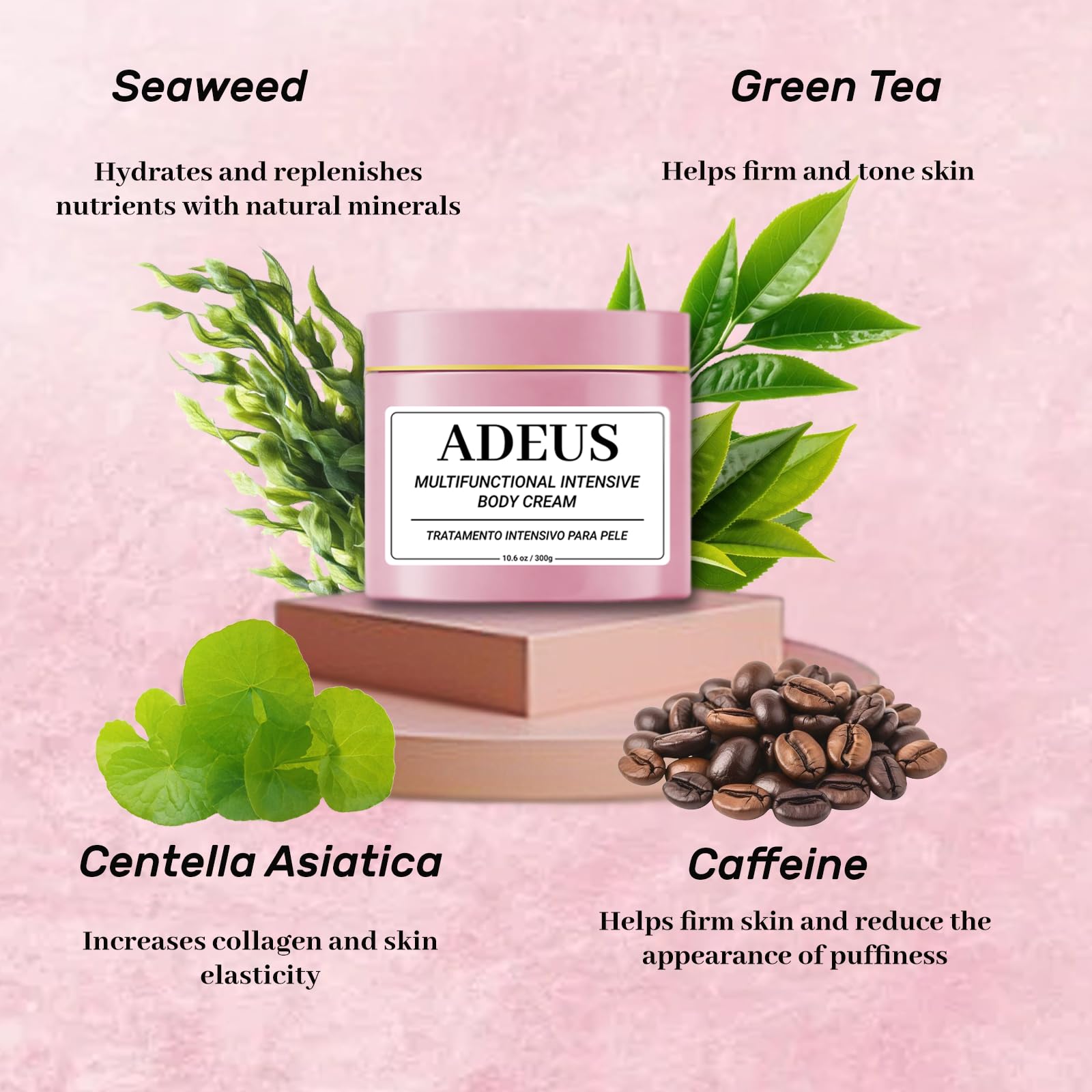 ADEUS Pink Brazilian Cream texture spread on hand for quick absorption.