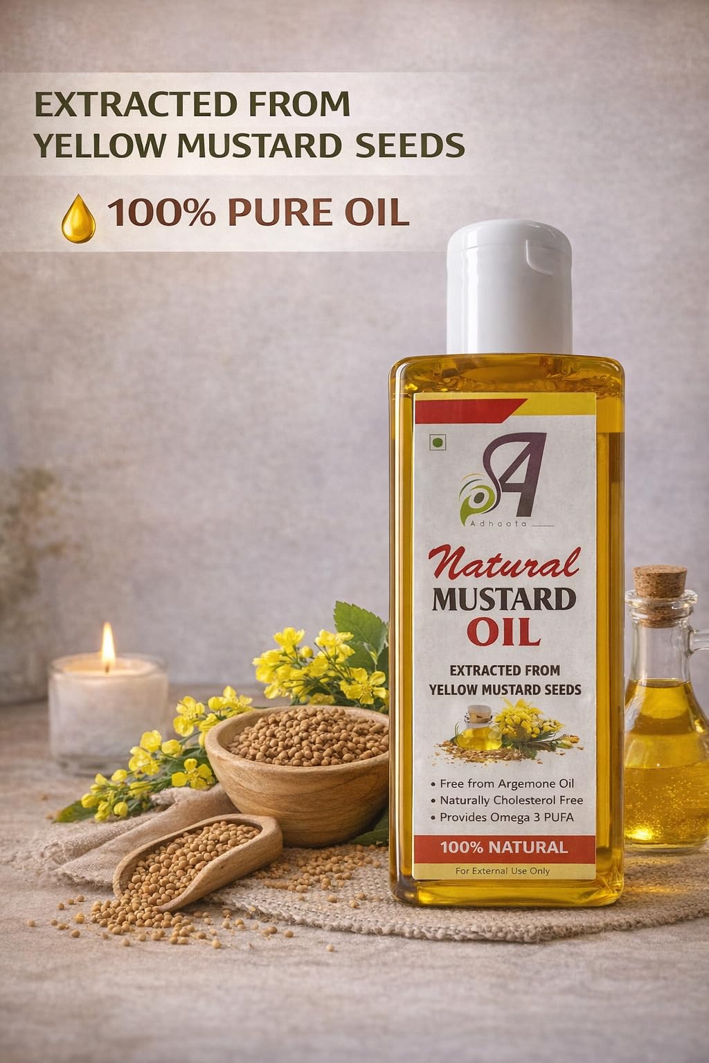 ADHAATA oil texture close-up highlighting deep moisture for skin and hair.