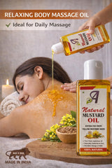 ADHAATA warming massage oil in action for relaxing tired muscles.