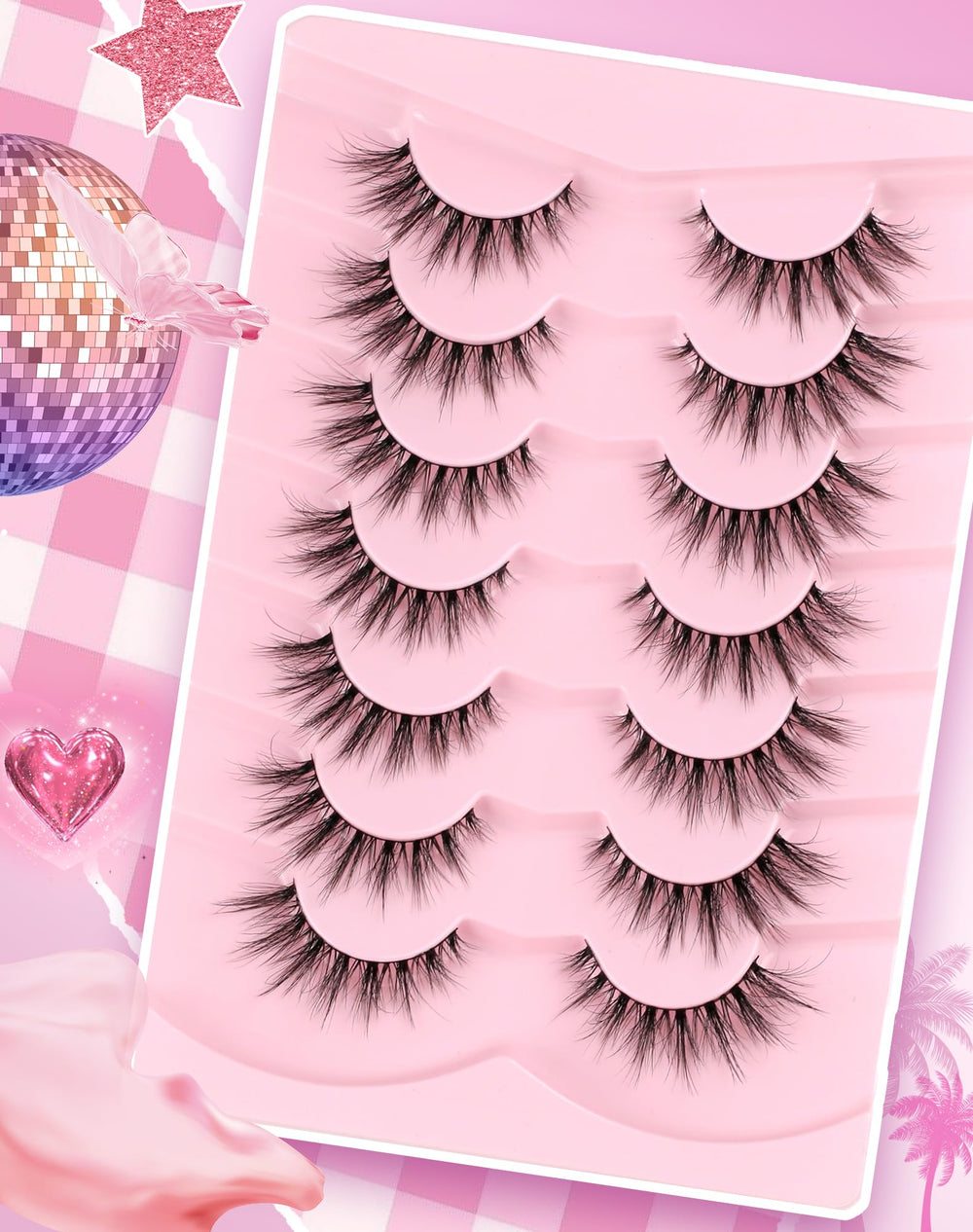 Adious flexible-band lashes apply smoothly for a fast routine.