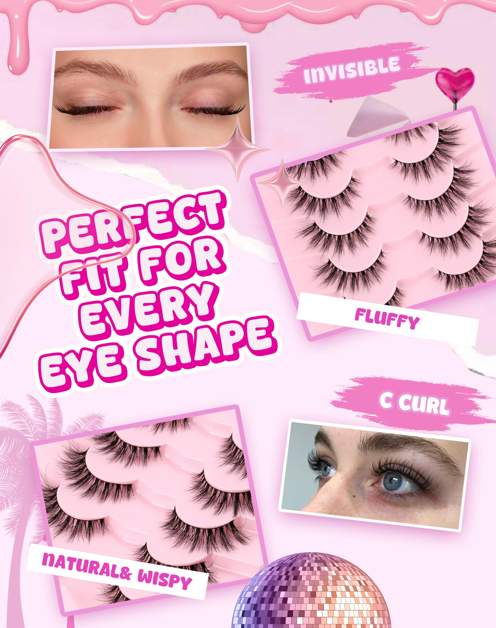 Adious lightweight memory fiber lashes offer all-day comfort.