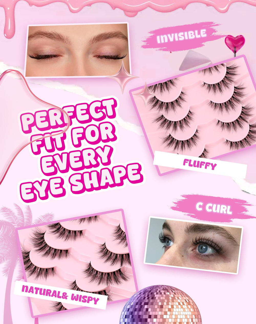 Adious lightweight memory fiber lashes offer all-day comfort.