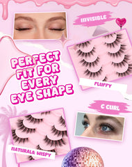 Adious lightweight memory fiber lashes offer all-day comfort.